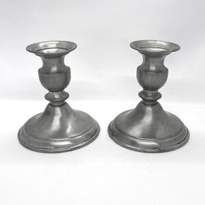 Vintage Leonard's Genuine Pewter Weighted Candlesticks Holders Centerpiece READ